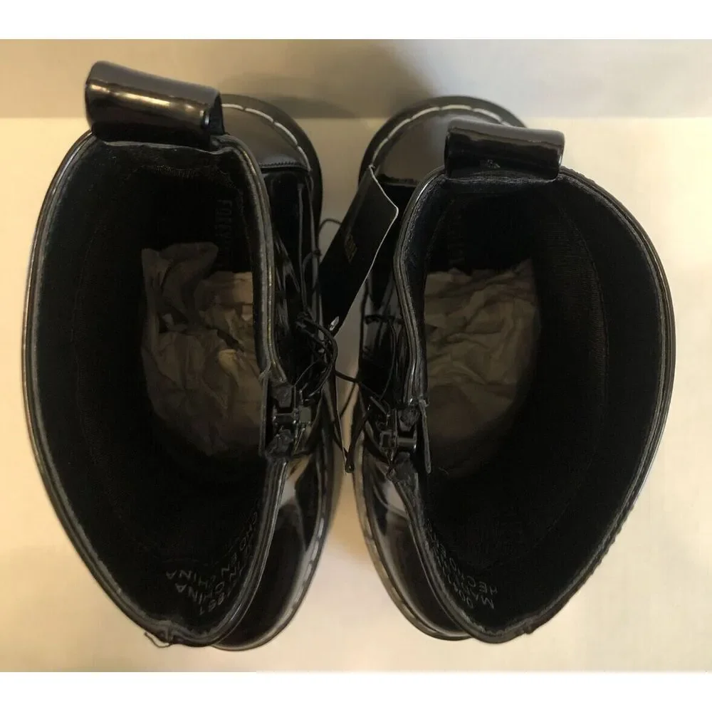 Forever 21 Chelsea Boots Womens Size 8 Faux Leather Black w/‎ Zipper Chunky Heel